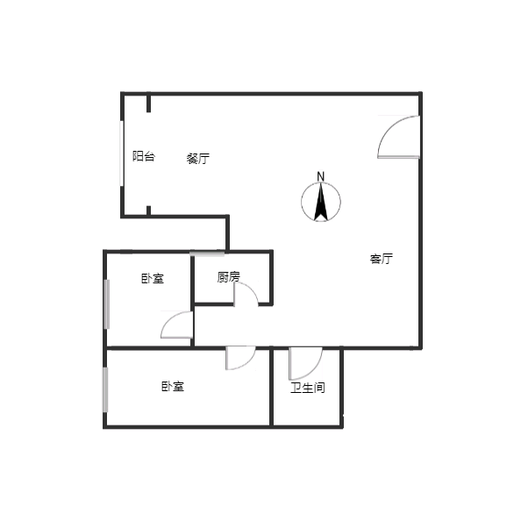 汇元新天地2室2厅1卫户型图