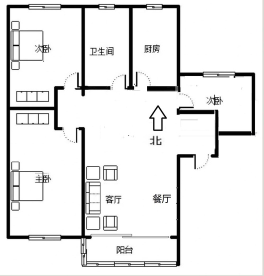 东方家园3室2厅1卫户型图