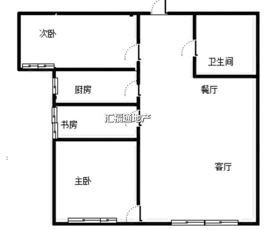 鸿坤理想湾3室2厅1卫户型图