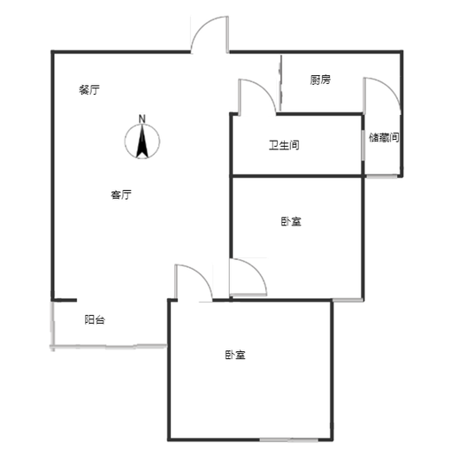 天伦湾一期2室2厅1卫户型图
