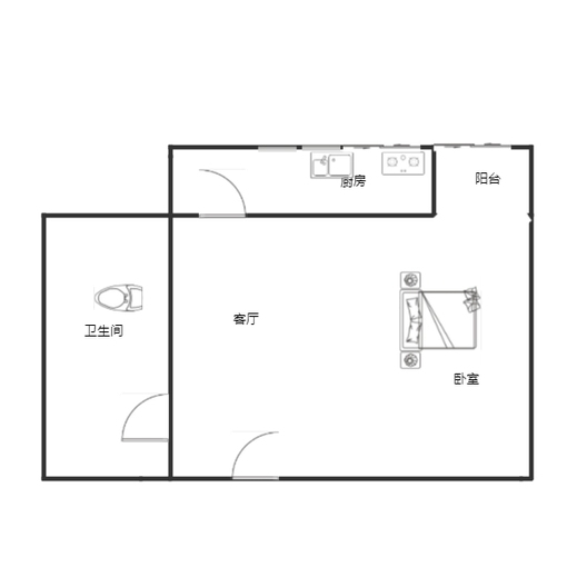 东林家园1室1厅1卫户型图