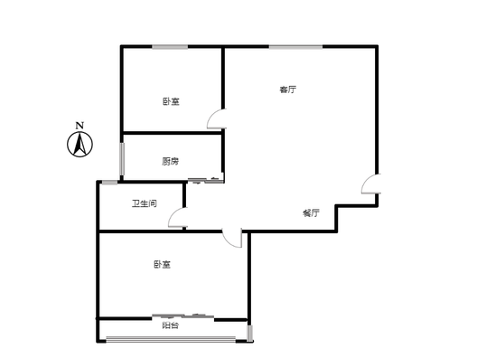 云景城2室2厅1卫户型图