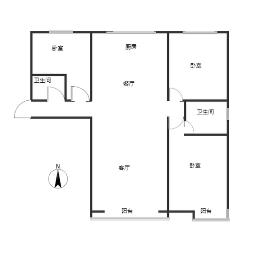 天伦湾一期3室2厅2卫户型图