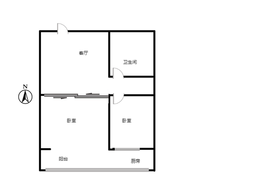 汇元新天地2室1厅1卫户型图