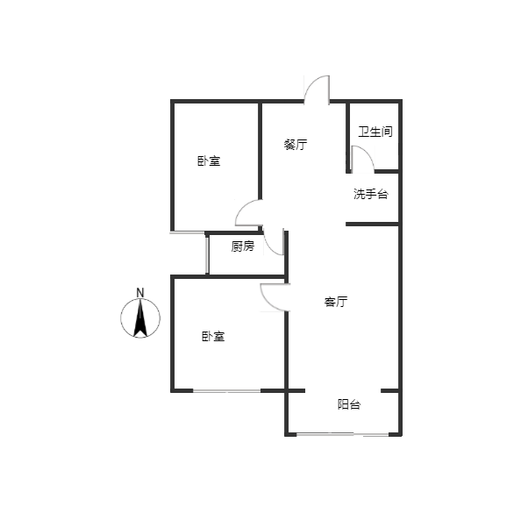平安D区2室2厅1卫户型图