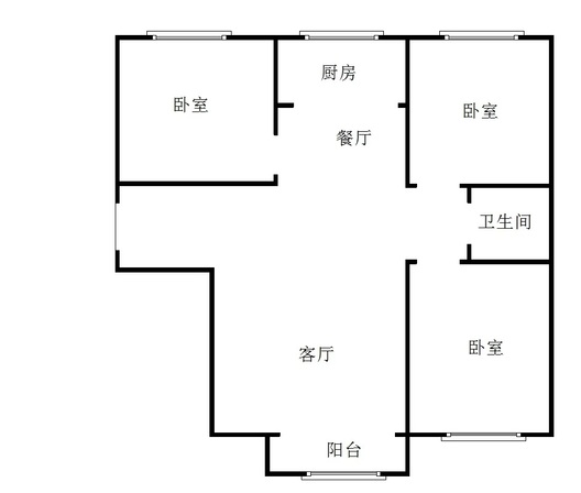 天保绿城3室2厅1卫户型图