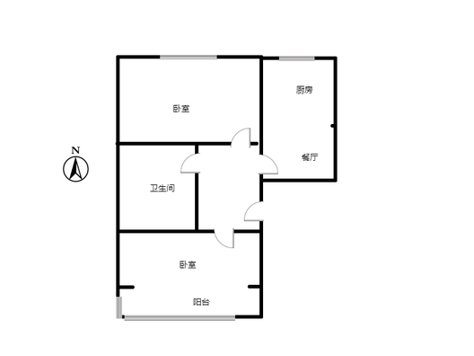 惠友橙园2室1厅1卫户型图