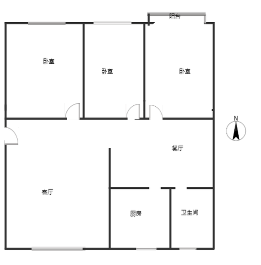 东兴小区（西院）3室2厅1卫户型图