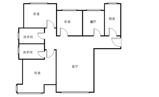 高铁新干线3室2厅2卫户型图