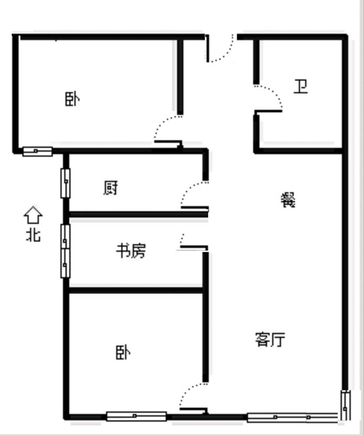 鸿坤理想湾3室2厅1卫户型图