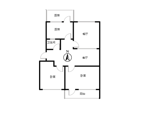 幸福小区2室2厅1卫户型图