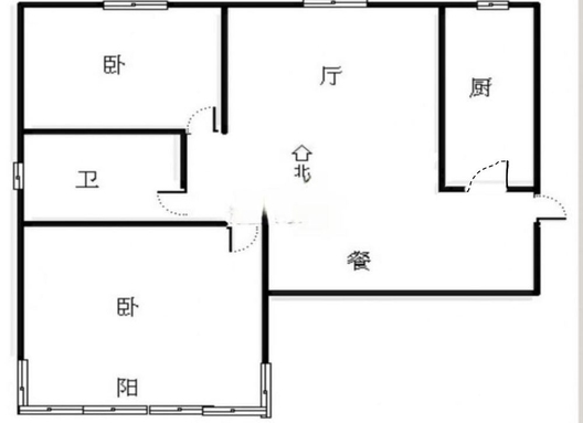 天筑逸城2室2厅1卫户型图