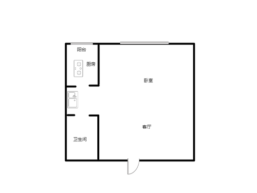 天保郦景1室1厅1卫户型图