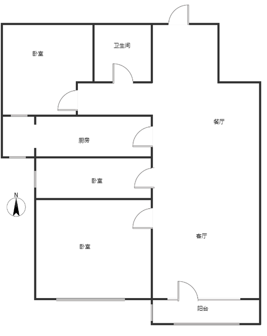 华融现代城3室2厅1卫户型图