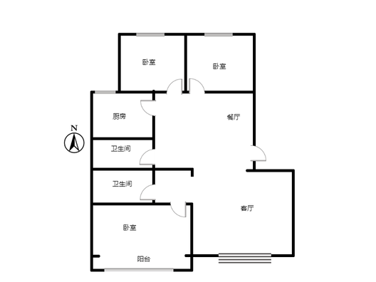 名流枫景五期3室2厅2卫户型图