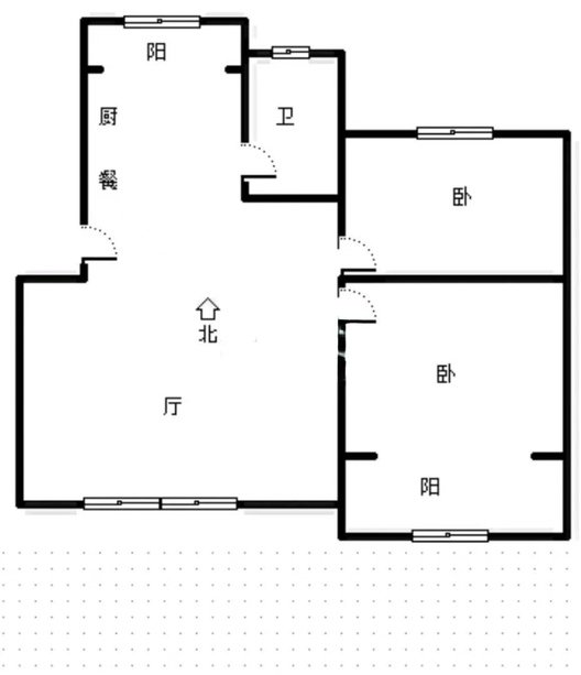 蓝天美林湾2室2厅1卫户型图