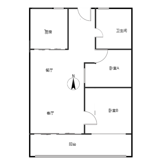 汇元国际2室2厅1卫户型图
