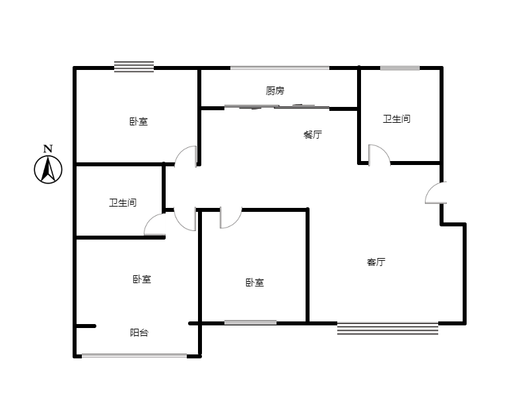 名流枫景洋房3室2厅2卫户型图