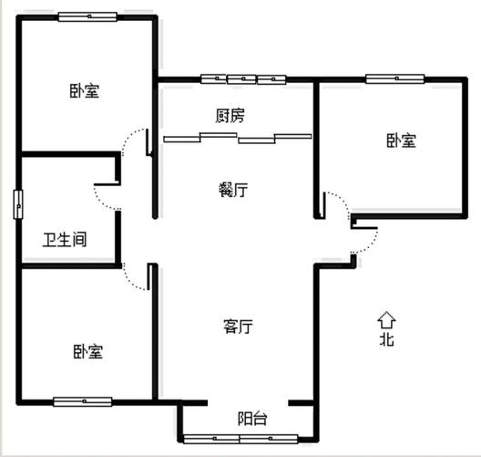 天伦湾馨园3室2厅1卫户型图