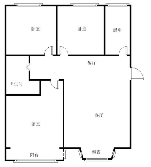 名流枫景洋房3室2厅1卫户型图