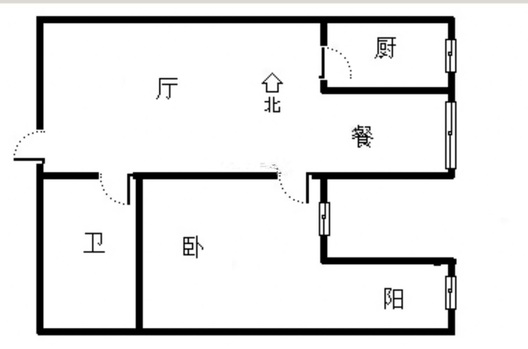 弘德缘（豪门庄园三期）1室2厅1卫户型图
