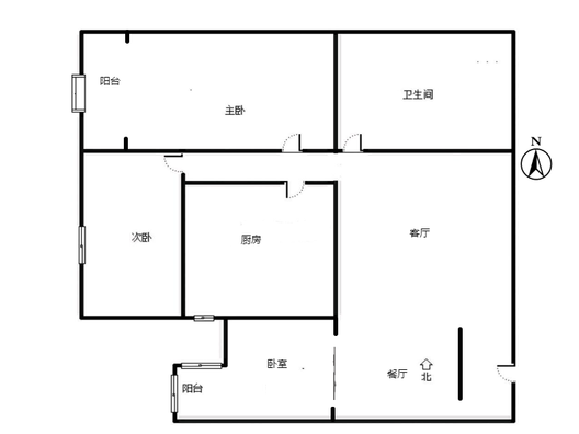 汇元新天地3室2厅1卫户型图