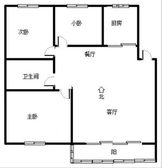 晨光小区3室2厅1卫户型图