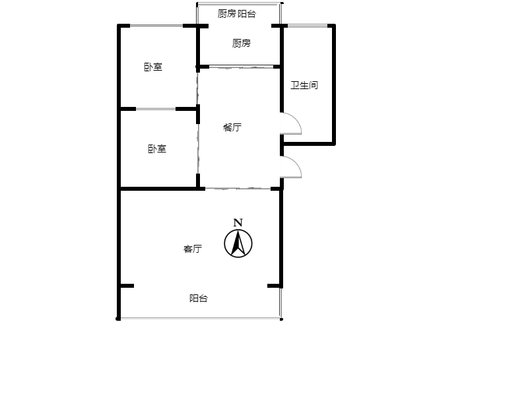 华北铝业生活小区（北院）2室2厅1卫户型图