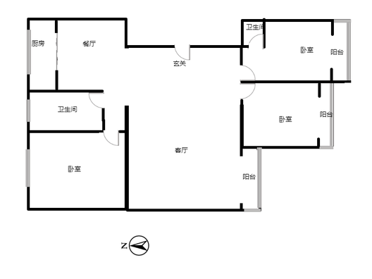 名流城市尊邸3室2厅2卫户型图