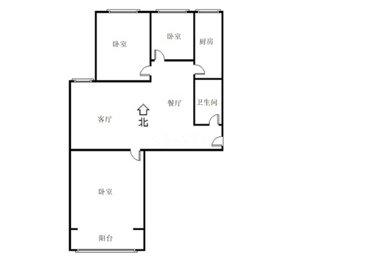 联合一号院3室2厅1卫户型图