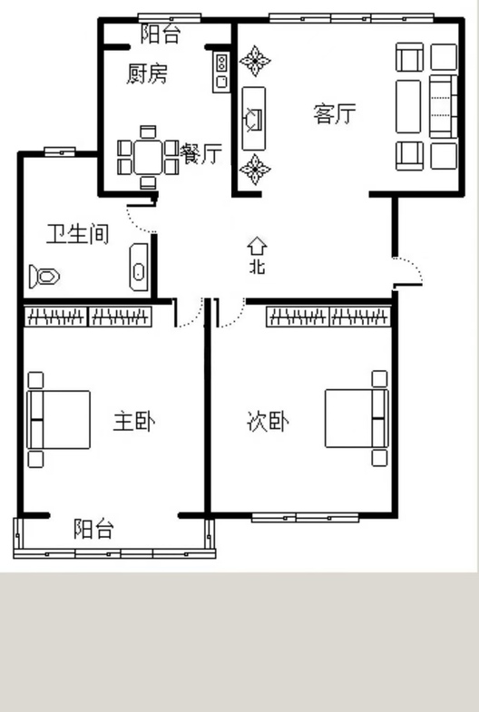 同善园小区2室2厅1卫户型图