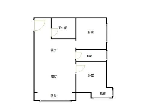 鹏渤印象城·牛津花园2室2厅1卫户型图