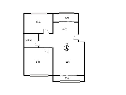 天筑逸城2室2厅1卫户型图