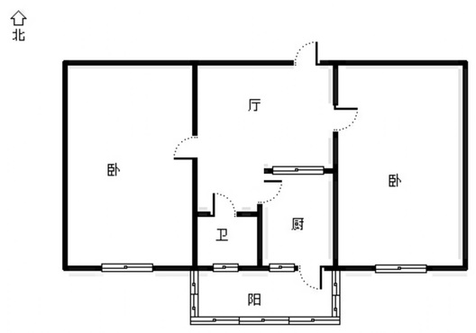 地质总局北院2室1厅1卫户型图