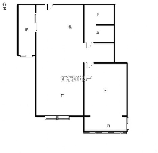 水岸花城1室2厅1卫户型图