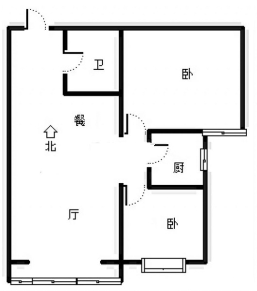 天保青花府2室2厅1卫户型图