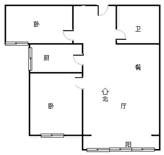 鹏渤印象城·牛津花园2室2厅1卫户型图