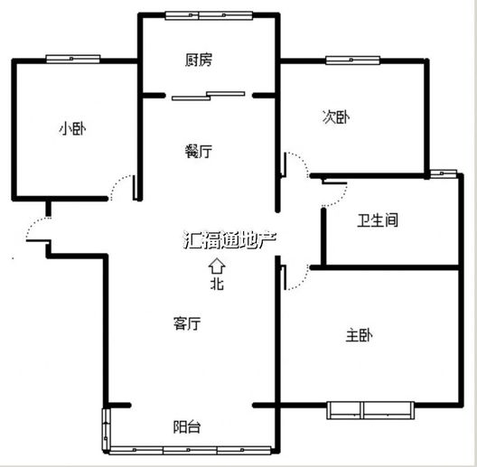 天伦湾一期3室2厅1卫户型图