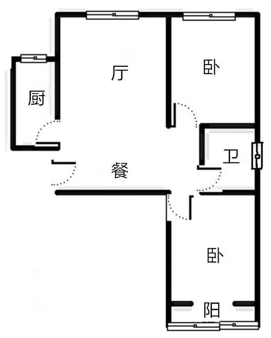 联合七号院2室2厅1卫户型图