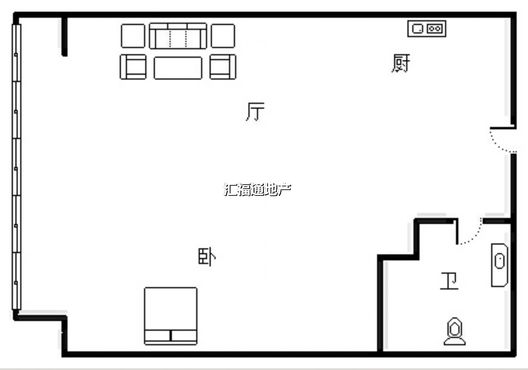 万科城际之光1室1厅1卫户型图