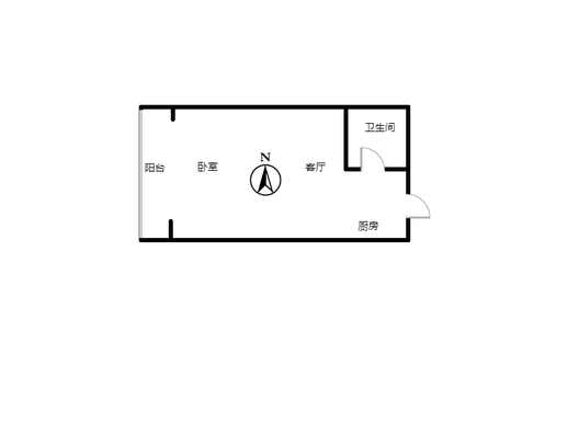 金街公寓1室1厅1卫户型图