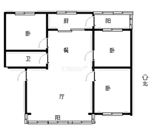 联合小区四号院3室2厅1卫户型图