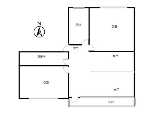 建厂局设计院家属楼2室2厅1卫户型图