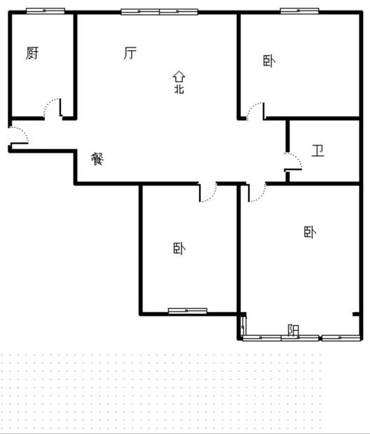 联合七号院3室2厅1卫户型图