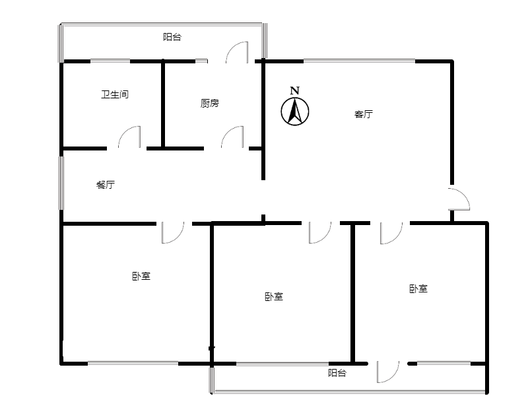 金城花园3室2厅1卫户型图