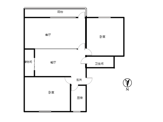 保定第二中心医院住宅小区2室2厅1卫户型图