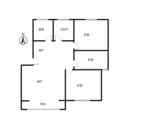 天筑逸城3室2厅1卫户型图