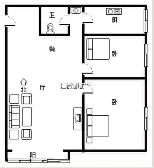 紫竹园2室2厅1卫户型图
