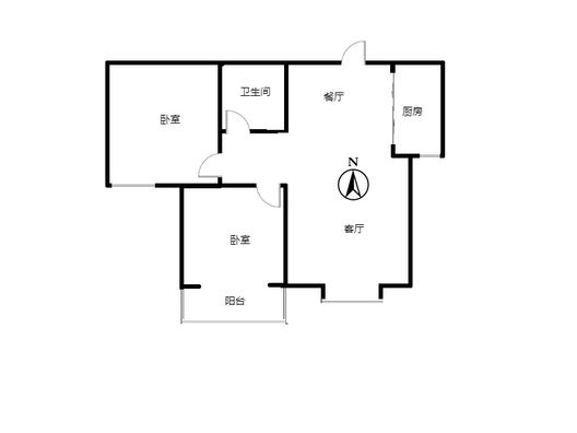 水岸花城2室2厅1卫户型图
