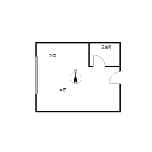 国富公寓(18号楼）1室1厅1卫户型图